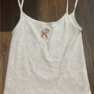 Brandy Melville Gray Camisole with Deer Design